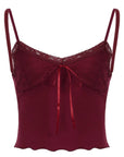 Women's Red Backless Sling Vest - Lace-Up Slim Fit Cropped Top (S/M/L) - 95% Polyester 5% Spandex Stretch Summer Wear