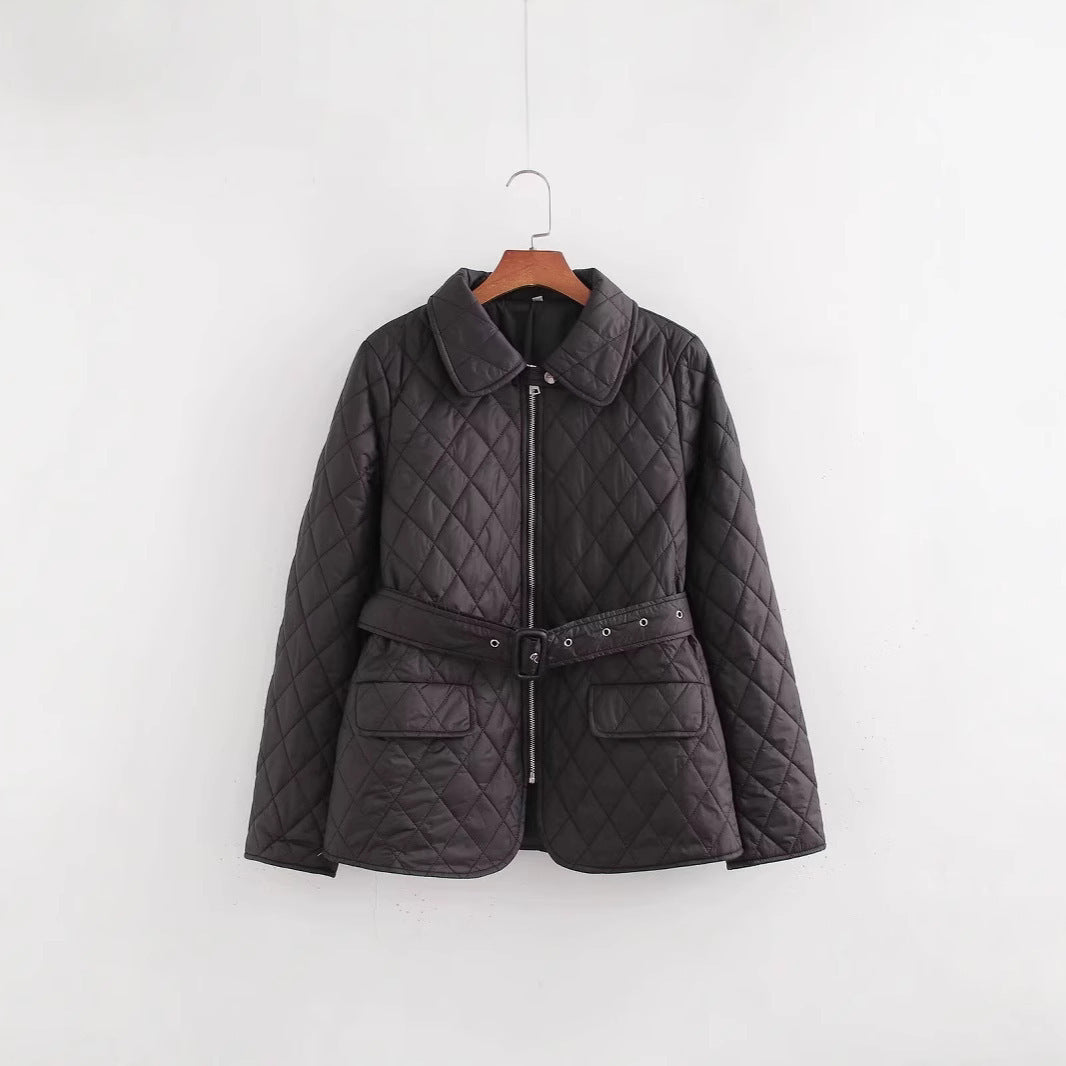 🧥✨ Gesteppter Baumwollmantel mit Gürtel – Müheloser japanischer Minimalismus