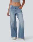 Low Waist Loose Buckle Loose Wide Leg Jeans
