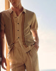 Men’s Luxury Tencel Polo Shirt – British-Inspired Striped Summer Top – Breathable & Stylish