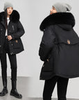 Women’s Fleece-Lined Thickened Cotton Coat – Slim Fit Warm Fur Collar Jacket