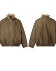 Manteau/veste en coton épais avec col en fourrure pour femme