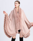 Rex Rabbit Fur Collar Shawl – Imitation Cashmere Cardigan