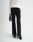 Black Trousers Lace Drawstring Women's High Waist