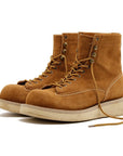 Bottes rétro américaines en daim pour homme 🇺🇸 | Cuir de vachette couleur sable 🟤 | Bottes de travail mi-hautes à talon plat ⚒️ (38-44 • Guide des tailles inclus)