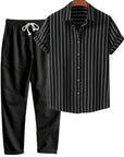 Men’s Printed Casual Suit – Loose Short Sleeve Shirt & Trousers Set