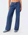 Women’s Simple Low-Waist Wide-Leg Jeans – Classic Straight Denim for Effortless Style