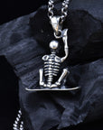 Men's S925 Sterling Silver Skull Pendant - Gothic 28mm Edgy Jewelry (27x28mm, Hypoallergenic, Non-Tarnish)
