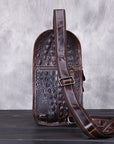Men’s Waxed Cowhide Leather Satchel – Korean-Style Casual Chest Bag