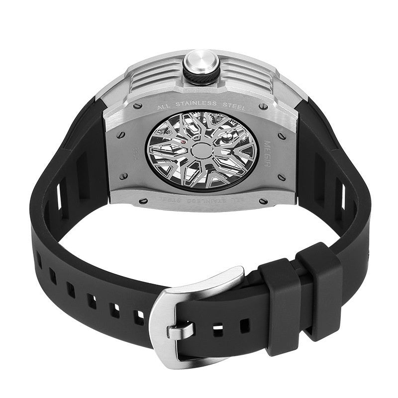 Men’s Business Mechanical Watch – 316 Stainless Steel Case with Silicone Strap