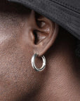 Men’s Sterling Silver Glossy Hoop Earrings – Minimalist 925 Silver Design