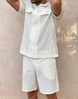 🔥 Men’s Short-Sleeve Shirt & Shorts Set – Breathable Polyester (White, S-XXXL)
