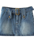 Spring Summer Pure Desire Metal Buckle Belt Short Skirt