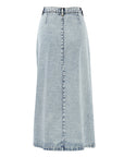 Women's Distressed Denim Maxi Skirt - Stretchy Washed A-Line Long Skirt (Spandex Blend, S-L) for Office & Casual Wear