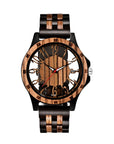 Men genuine Wooden Quartz Watch – 46mm Walnut Wood Case with Seagull Movement & Genuine Leather Strap