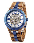 Luxury Wooden Automatic Watch for Men – Natural Grain & Stainless Steel | Skeleton Dial | 43mm