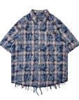 Women’s American Tie-Dye Plaid Short Sleeve Shirt – Casual Chic with Unique Edge
