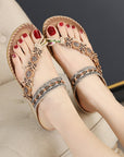 ✨ Bohemian Rhinestone Clip-Toe Slippers for Women - Folk Style (2.5cm Heel, Black/Royal Blue/Apricot/Light Brown)