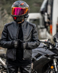 Combinaison pantalon de moto coupe-vent en cuir pour homme