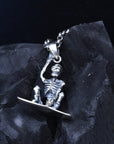 Men's S925 Sterling Silver Skull Pendant - Gothic 28mm Edgy Jewelry (27x28mm, Hypoallergenic, Non-Tarnish)