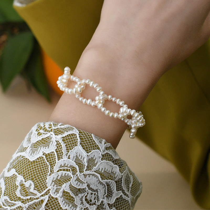 🌸 Women's Natural Freshwater Pearl Bracelet – 3mm White Pearls (925 Sterling Silver) – Timeless Elegance