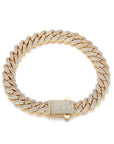 Men's 8mm Cuban Link Bracelet - Gold/Platinum Zircon Hip Hop Jewelry (7/8/9 Inch)