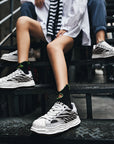 Women's Zebra Print Platform Sneakers - Couple Heelless Chunky Shoes (3-5cm Mid Heel, 8 Colors, EU 36-44) Breathable Canvas & Leather