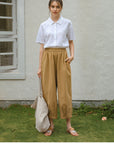 Women’s French Minority Texture Pure Linen Shirt
