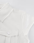 Women’s Slim Fit Polo Neck White Shirt - High-Temperature Shaped Polyester Tee