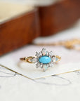 Rhombus Türkis Natur Opal Opal Ring 925 Silber