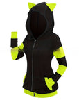 Women’s Thickened Cat Ear Zipper Hoodie – Playful Comfort Meets Cozy Streetwear