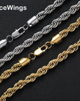 Men’s Stainless Steel Twist Chain Necklace – Hip-Hop Style 18K Gold/Silver Plated Chain with Durable Finish & Multiple Length Options