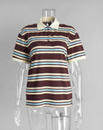 Women's Stripe Polo Shirt – Cotton