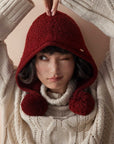 Bonnet cagoule tricoté chaud en laine pour femme