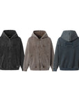 Vintage Fleece-Lined Men’s Hoodie – Thickened Long Terry Pullover