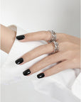 Women’s Multi-Layer Knotted S925 Sterling Silver Ring – Adjustable Open Design