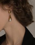 ✨Women's Gold Plated Pearl Drop Earrings – Minimalist Geometric Hoops – 12mm Luxury Pearls