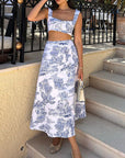 🎨 Women's Artistic Two-Piece Set - Sleeveless Tank & Wrap Skirt