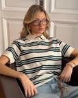 Women's Stripe Polo Shirt – Cotton