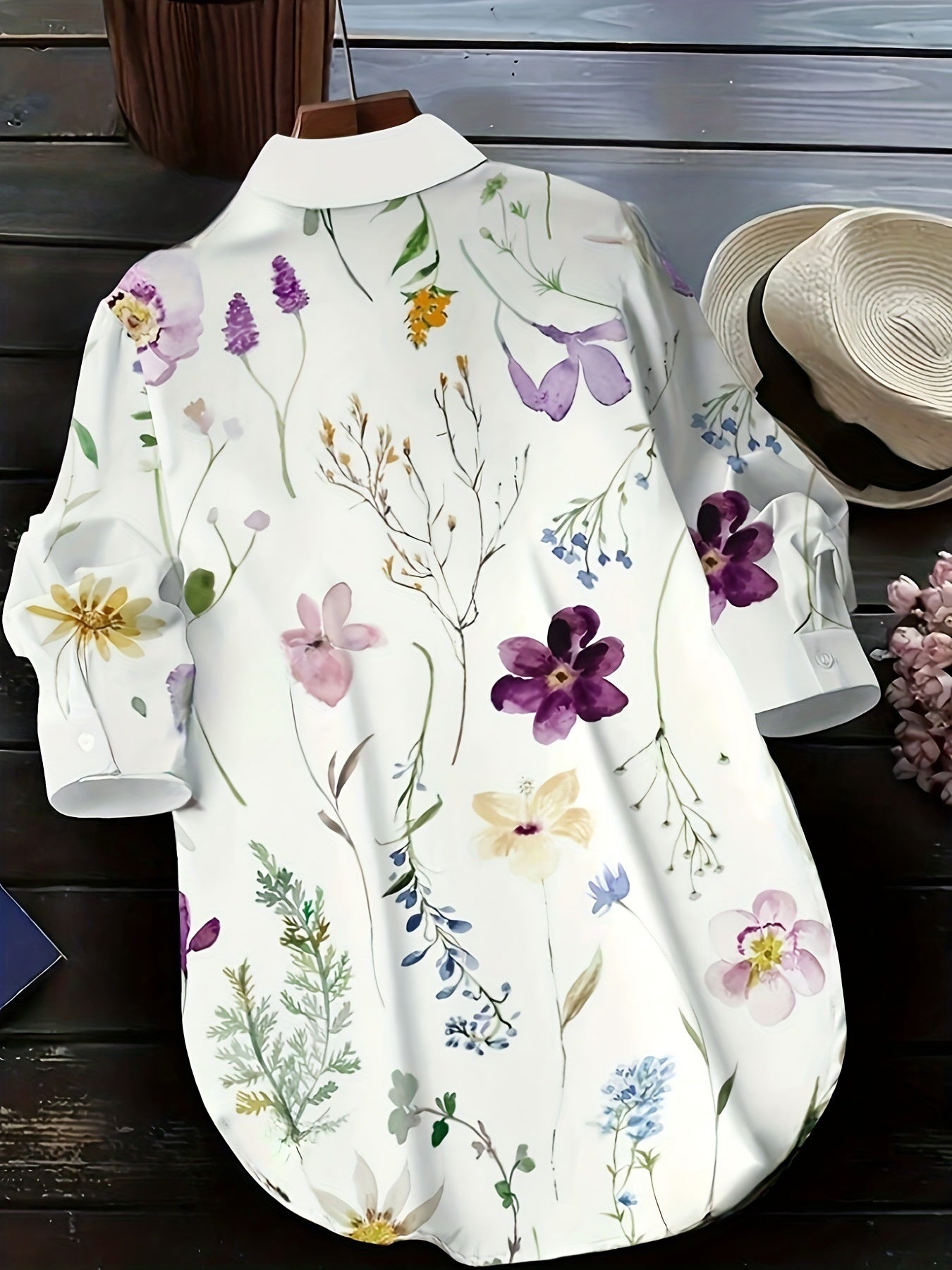 🌺 Women’s Floral Printed Vacation Shirt – Loose Casual Elegance