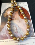Women's Floral Pearl Brass Necklace - Light Luxury Botanical Jewelry