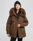 Women’s Fleece-Lined Thickened Cotton Coat – Slim Fit Warm Fur Collar Jacket