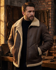 Men’s Leather Fur Lapel Jacket – Thickened Winter Warm Zipper Coat with Side Pockets Loose Fit