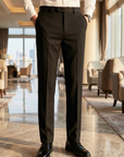 Pantalon de costume habillé pour homme – Pantalon de ville coupe droite, confortable, infroissable et au style classique pour le bureau