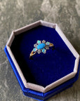 Rhombus Türkis Natur Opal Opal Ring 925 Silber