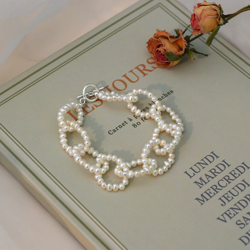 🌸 Women's Natural Freshwater Pearl Bracelet – 3mm White Pearls (925 Sterling Silver) – Timeless Elegance