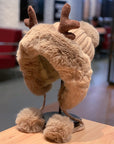 🦌 Deer Antler Fur Cap – Whimsical Winter Warmth