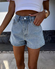 ✨ Women's Rhinestone Embellished Denim Shorts – Street Style Essential (Black/Denim Blue) – Straight Leg Comfort