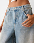 Women’s Low Waist Loose Denim Cropped Pants - Polyester Wide Leg Trousers (XS-3XL, Blue/Grey/Light Blue/Black) Casual Streetwear