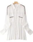 Women’s Summer Chiffon Hollow Lace Shirt – Sexy Single-Breasted Cardigan Blouse